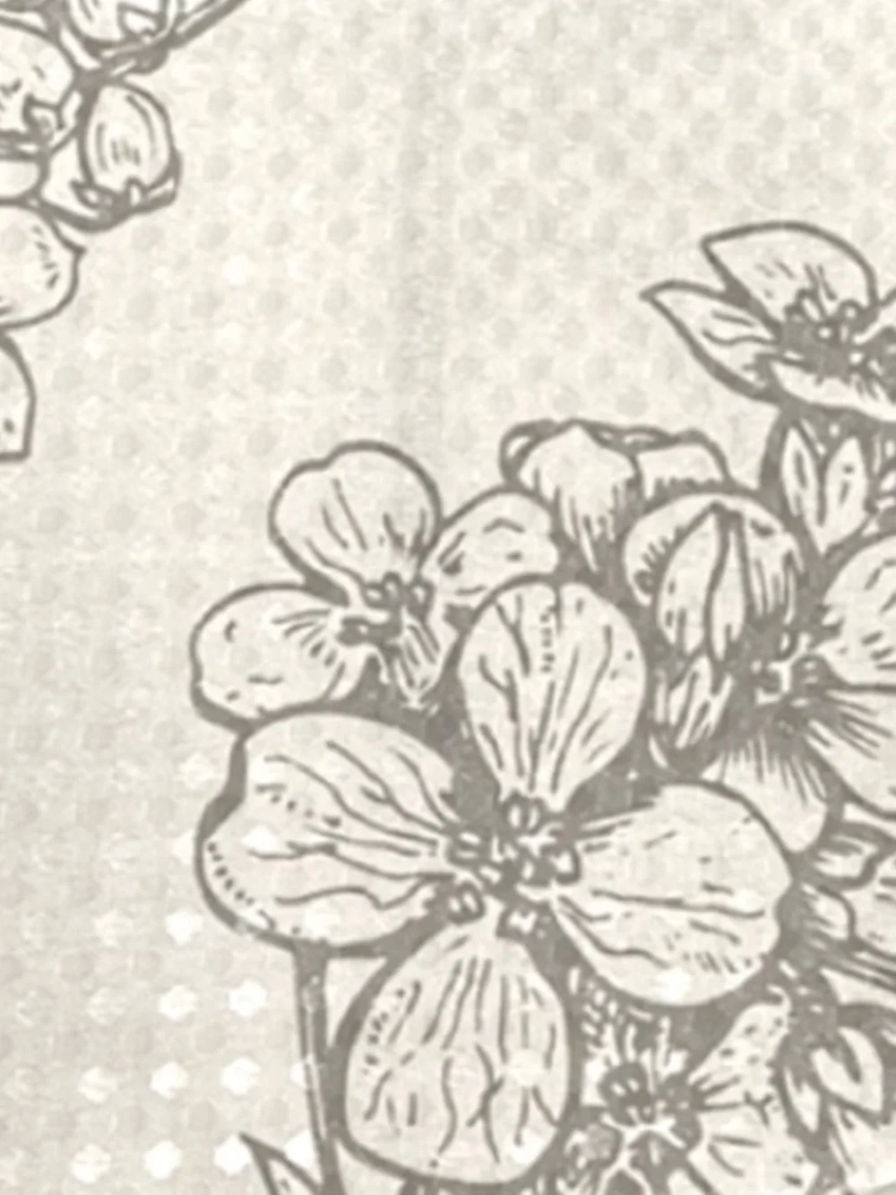 White/Gray Floral Fabric Shower  Curtain by Houseful~NEW!